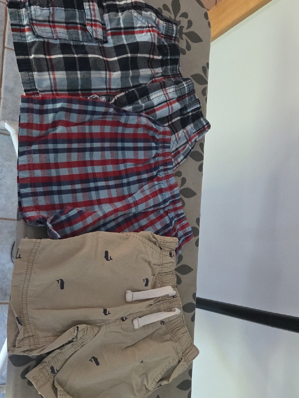 Kids Plaid and Khaki Shorts Set - Red/Blue Plaid & Tan - Unbranded